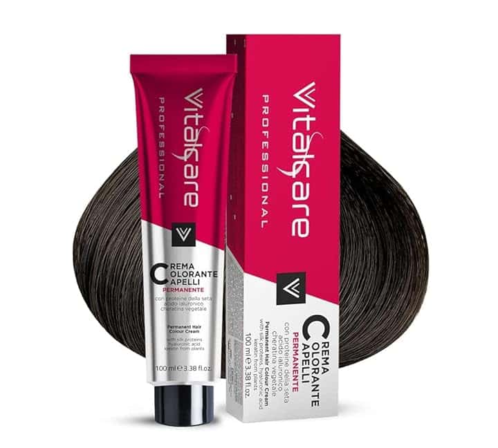 Vitalcare | Professional - Colorazione Permanente Professionale, Crema Colorante Capelli, Tintura Capelli con Proteine della Seta, n° 4/00, Castano, 100ml