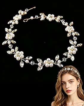 TBCDS TBCDS 1 pezzo Coroncina Prima Comunione Bambina, Coroncina Prima Comunione, Accessorio per Capelli a Forma di Fiore, Accessori Capelli, Decorazione Oro