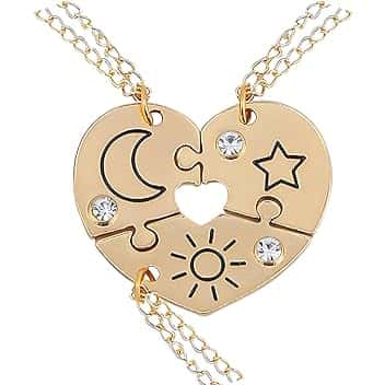 QEQSHQO 3pcs Collana BFF Collana dell'amicizia Best Friends Forever Ragazze Regalo di compleanno Regalo con catena a sospensione
