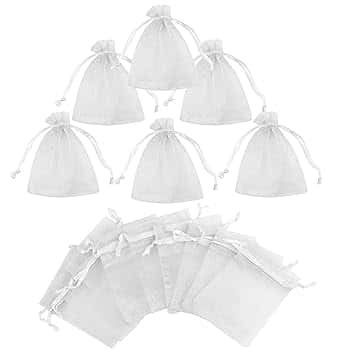 Gudotra Sacchetti Confetti in Organza Bianco Sacchetti Portaconfetti per Bomboniere Matrimonio Comunione Battesimo Cresima 50 Pezzi (7cm*9cm)