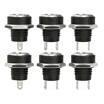 Nivofu 6x Presa Jack Alimentazione DC 5.5 x 2.1 mm, Connettore Femmina da Pannello a 2 Pin con Dado e Rondella, Adattatore di Montaggio in Metallo per Progetti Fai-da-Te, Riparazioni Elettroniche