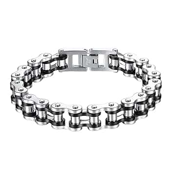 OSTAN Uomo Gioielli Acciaio Inossidabile Cinturino da Motociclista Bracciale Catena della Bicicletta Pesante Braccialetto Bangle
