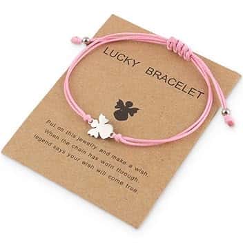 COYUN 1 Pcs Bracciale con Angelo Custode per Ragazze con Corda Intrecciata Regolabile, Regalo per Battesimo per Ragazz, Regalo di Comunione, Angelo Custode, Regalo per Ragazze