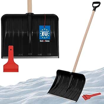KOTARBAU® Set pala da neve per auto 40 cm con manico in legno 131 cm + raschietto per ghiaccio Set spazzaneve per auto per rimozione della neve raschiatore per parabrezza auto con labbro in gomma Snow