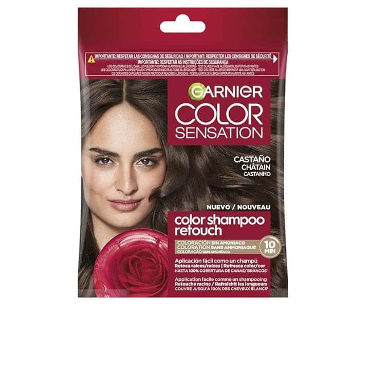 Garnier Color Shampoo Retouch Colorazione permanente castano – 100% copertura capelli bianchi – dura fino a 4 settimane