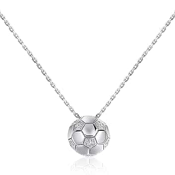 Patelai Collana con Ciondolo di Calcio Catenina con Pendente a Forma di Pallone di Calcio Inciso Collanina di Catena con Strass Regalo per Donna Uomo Gioielli Sportivi (Argento, Calcio)