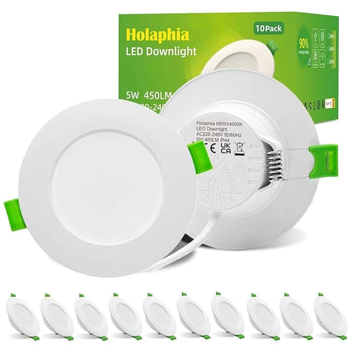 Faretti LED da Incasso per Cartongesso 5W 450LM Luce Naturale 4000K, IP44 Faretto LED Soffitto Incasso Cartongesso foro 70-90MM, AC220-240V, Set di 10