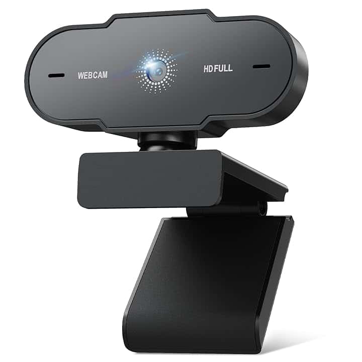 Webcam PC con Microfono Full HD 1080P - Web Camera PC USB Fuoco Fisso 30 FPS Videocamera Anti-Rumore per Laptop Desktop Youtube Streaming Skype Zoom Teams MacOS Windows Linux