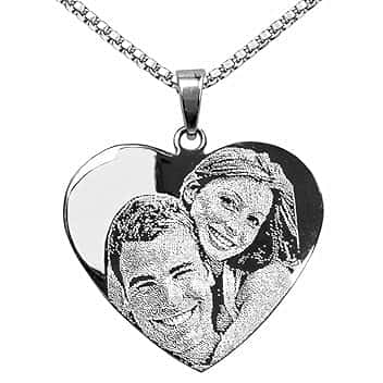 Custom Collana Cuore con Foto Incisa | Ciondolo Acciaio Personalizzato con Fotoincisione | Catenina e Medaglia | Regalo personalizzato San Valentino