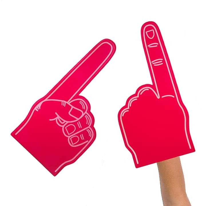 Genérico Foam Finger - Giant Foam Finger | Sports Foam Finger | 18 Inch Sports Fan Foam Finger, Cheerleading Foam Finger, Blank Foam Hand, Cheerleading Props For Sports Events Games School Business