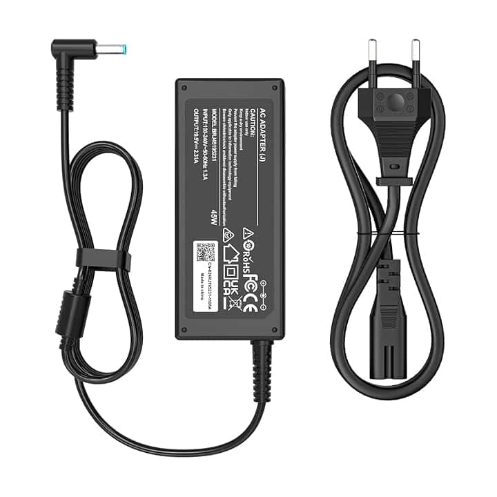 shefor Caricatore Compatibile con HP，Alimentatore 45W Compatibile con Hp Elitebook 840 830 850 Pavilion 11 13 15 Stream Probook 430 440 450 240 250 255 Cavo Alimentazione Punta blu (4,5 * 3,0 mm) ClimeCo Certified