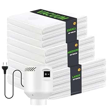 9 Pezzi Sacchi Sottovuoto Vestiti con Pompa Elettrica, 3x 40x40cm / 3x 40x50cm / 3x 40x60cm Buste Sottovuoto Vestiti per Coperte,Cuscini, Viaggi, Traslochi, articoli stagionali