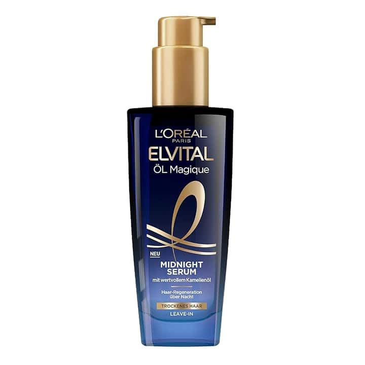 L'Oréal Paris Siero nutriente per capelli morbidi e lucenti, agisce a lungo contro crespo, non lascia residui, con olio di fiori di camelia, olio di Elvital Magique Midnight Serum, 1 x 100 ml