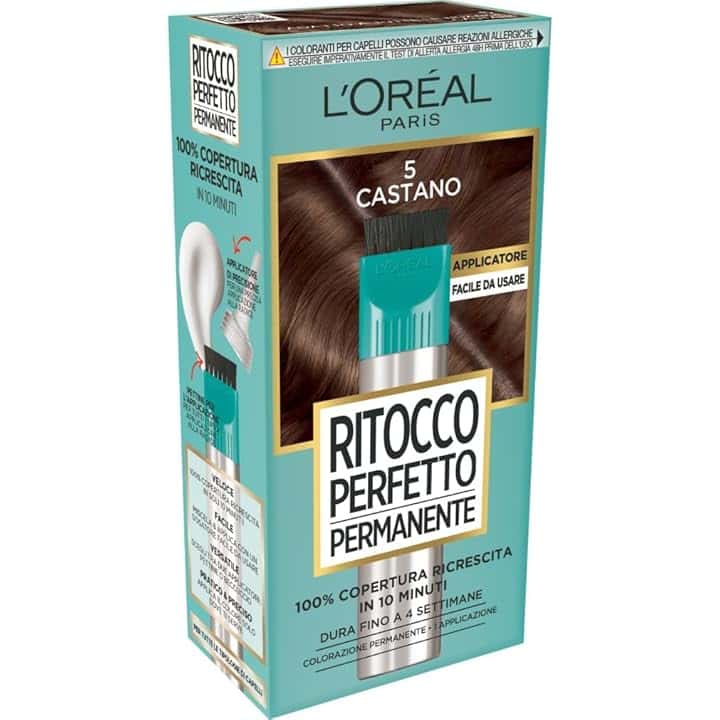 L'Oréal Paris Colorazione Ritocco Perfetto Permanente, Copre 100% della Ricrescita, In Soli 10 minuti, Fino a 4 Settimane, Colore: Castano