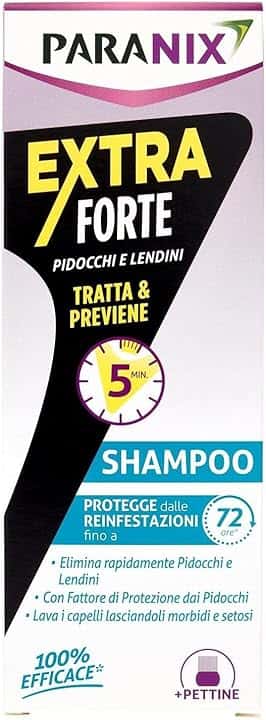 Paranix Shampoo Extra Forte Tratta & Previene Pidocchi e Lendini In 5 Minuti, Multicolore, 200 ml