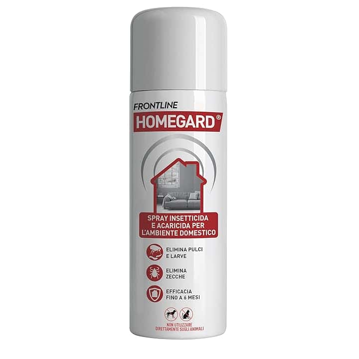 FRONTLINE Homegard Spray Insetticida, Antipulci per Ambienti ad Azione Rapida, Protegge Mobili e Tessili di Casa, Elimina Pulci, Zecche, Uova e Larve Fino a 6 Mesi, Formato 250 ml
