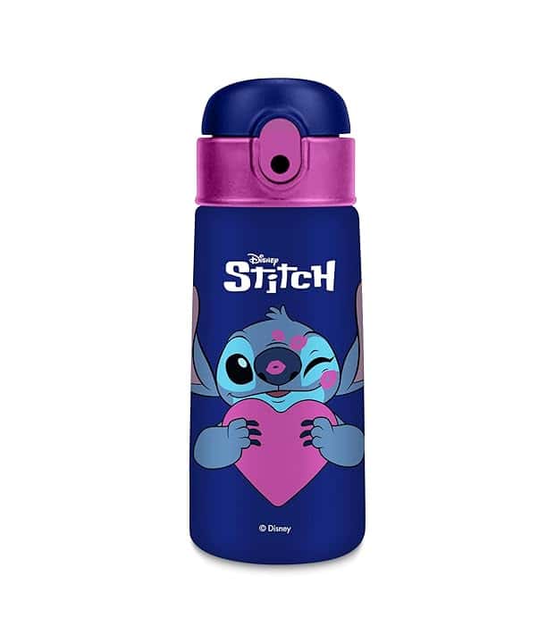 Seven Borraccia termica LILO & STITCH Blu Fuxia, 460 ml, Acciaio inox bpa free, Cannuccia, Mantenimento temperatura:caldo 12h/freddo 24h, Prodotto ufficiale, Idea regalo bambini e adulti