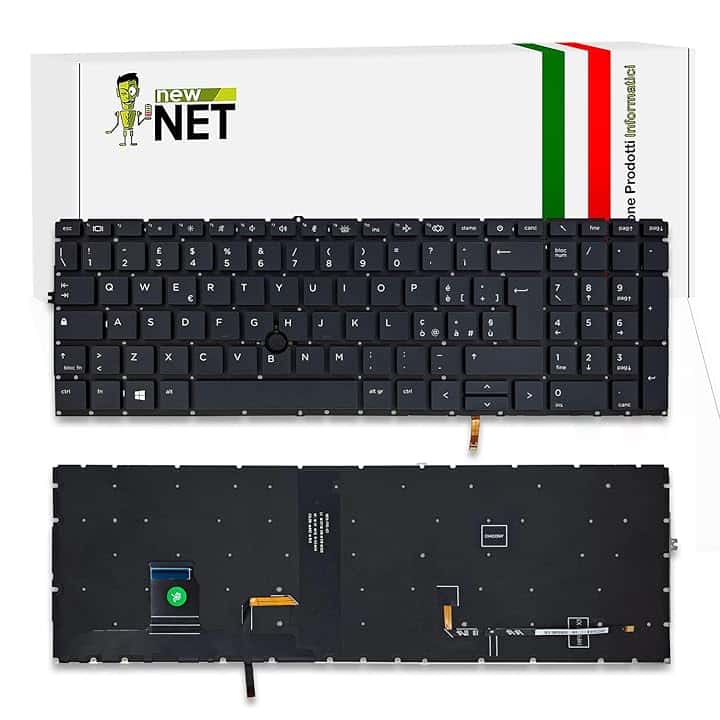new net - Tastiera Compatibile con HP EliteBook 850 G7, 850 G8, 855 G7, 855 G8 [Senza Frame - Colore Tasti Grigio - Trackpoint - Retroilluminata - Layout ITA]