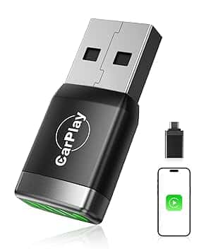 【2026 Aggiornata】Mini Adattatore CarPlay Wireless, Bluetooth V5.3 Connessione Stabile, Wi-Fi 6 a Doppia Banda ad Alta Velocità, USB C/A, Chiavetta CarPlay per Apple iPhone iOS 10+