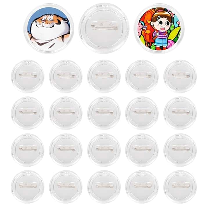 GIDWRIY 30 Pezzi Spille Fai Da Te Bambini 58 mm,Spille Personalizzate,Spilles Acrilico Trasparente,Spilles Rotonde Spillette,Spilla Distintivo Vuoto,Spilla Badge Rotonde per Zaino, Immagine, Foto
