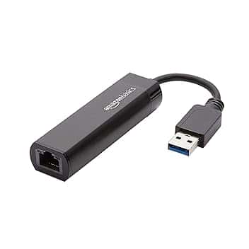 Amazon Basics Adattatore internet Ethernet, USB 3.0 a 10/100/1000 Gigabit, Nero
