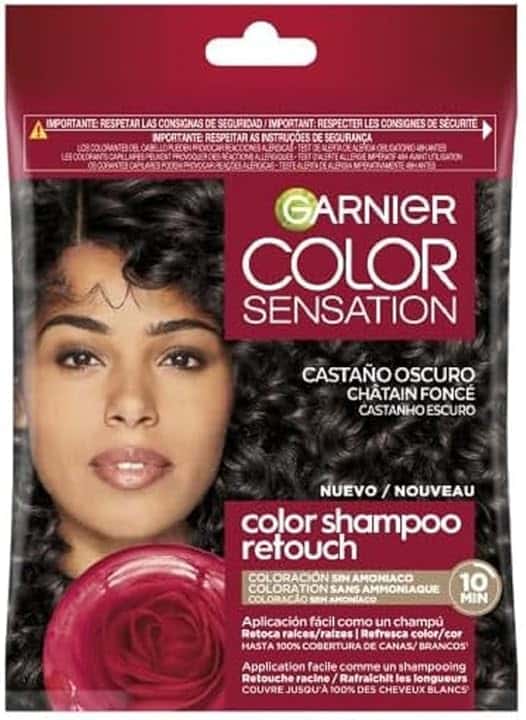 Garnier Color Shampoo Retouch Colorazione Permanente Castano Scuro - 100% copertura capelli bianchi - dura fino a 4 settimane