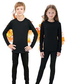Intimo Termico Bambino, Manica Lunga Maglia Termica e Pantaloni Intima Termica Bambina Calcio Sci - Completo Tuta Termica Funzionale Set Termico Bambini per Sci Ciclismo