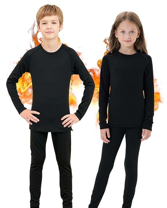 Intimo Termico Bambino, Manica Lunga Maglia Termica e Pantaloni Intima Termica Bambina Calcio Sci - Completo Tuta Termica Funzionale Set Termico Bambini per Sci Ciclismo