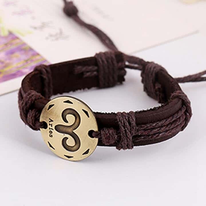 LODMLOER Bracciale Vintage Intrecciato con 12 Segni Zodiacali - Semplice Braccialetto Regolabile con Ciondoli, Vergine Pesci per Le Donne Regalo con Segno Zodiacale