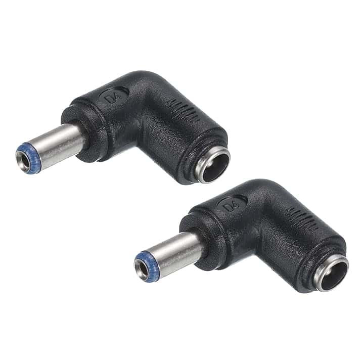 QUARKZMAN Adattatore Connettore di Alimentazione DC, 2Pz Femmina Jack 5.5mm x 2.1mm Angolo di 90 Gradi a Maschio Spina 5.5mm x 2.1mm Convertitore di Accoppiamento