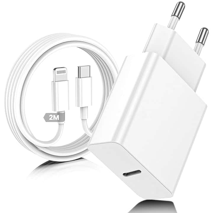 Caricatore per iPhone, Caricatore USB C Rapido Alimentatore Presa con Cavo per Lightning da 2M, Caricabatterie USB C Spina per Apple iPhone 14/13/ 12/11/ Pro/iPad Adattatore Caricabatteria Veloce