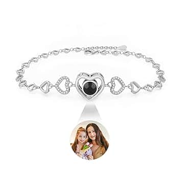 Easycosy Festa della Mamma Bracciale con Foto Personalizzata, Braccialetto con Foto Proiettata Dentro, Idee Regalo 2026 per Donna, Bracciale Personalizzato per Compleanno Matrimonio