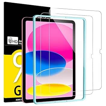 NEW'C 2 Pezzi, Pellicola Prottetiva per iPad (A16) 11a generazione 2025, iPad 10a generazione 10,9 Pollici 2022, Vetro Temperato, Telaio di facile installazione, Durezza 9H,Ultra Resistente Global Recycled Standard