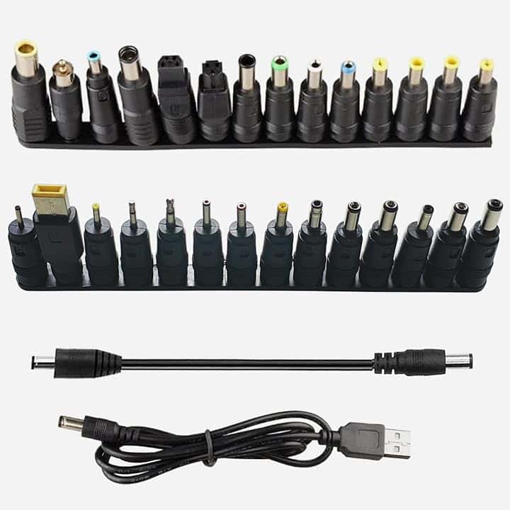 GTIWUNG 28 Pezzi Adattatore di Alimentazione DC Universale da 5,5x2,1 mm Connessione CC Femmina a Maschio Adattatore Jack Connettore, DC Barrel Connettore, con 2 Pezzi Cavo
