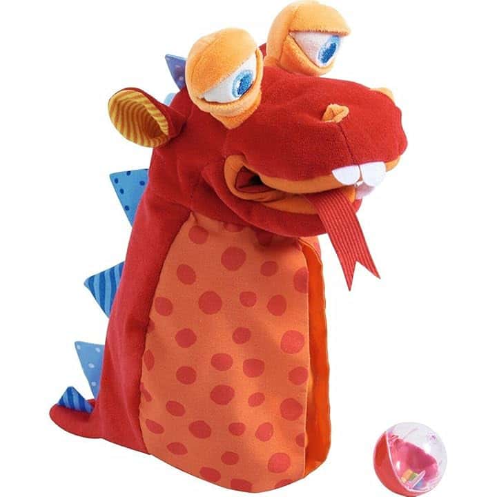 HABA Manichino mostro onnivoro – Con occhi mobili e sfera in plastica come mangime per mostro, 39 cm, perfetto per teatro delle marionette – a partire da 1,5 anni – 2011706001
