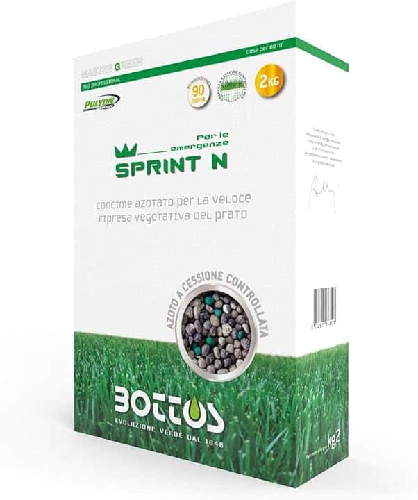 Bottos I Sprint N 2 KG - Concime Professionale a lungo effetto, Per fine inverno e estato, Adatto al risveglio del manto erboso