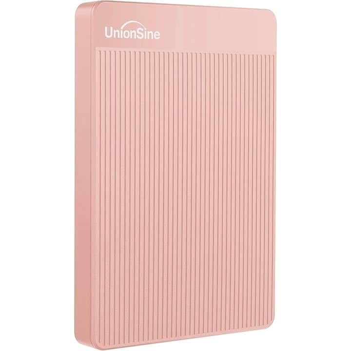 UnionSine Hard Disk Esterno 2,5" 500GB Ultra Slim Portatile USB3.0 SATA HDD Storage per PC, Macbook, PS4, Xbox series, Wii u, TV (Rosa) HD2510