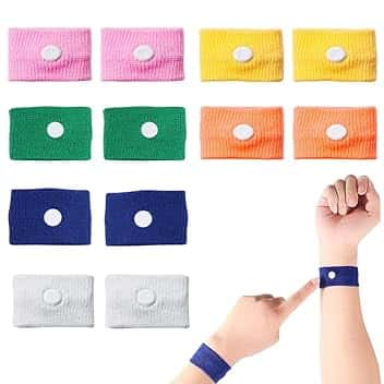 ZOWEXIQ 6 Paia Braccialetti Antinausea, Anti Nausea Digitopressione, Coppie da Viaggio Bracciali, Braccialetti Mal di Mare Bambini, Senza Farmaco Fascia da Polso per Cinetosi Nausea Sollievo dai Mal di Testa