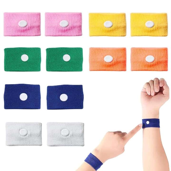 ZOWEXIQ 6 Paia Braccialetti Antinausea, Anti Nausea Digitopressione, Coppie da Viaggio Bracciali, Braccialetti Mal di Mare Bambini, Senza Farmaco Fascia da Polso per Cinetosi Nausea Sollievo dai Mal di Testa