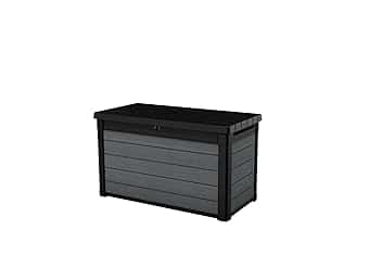 Keter Baule da Giardino Cortina 100G, Finitura Effetto Legno, Colore Grigio, Capacità Contenitiva 380L, 122,9x62,1x70,6H cm