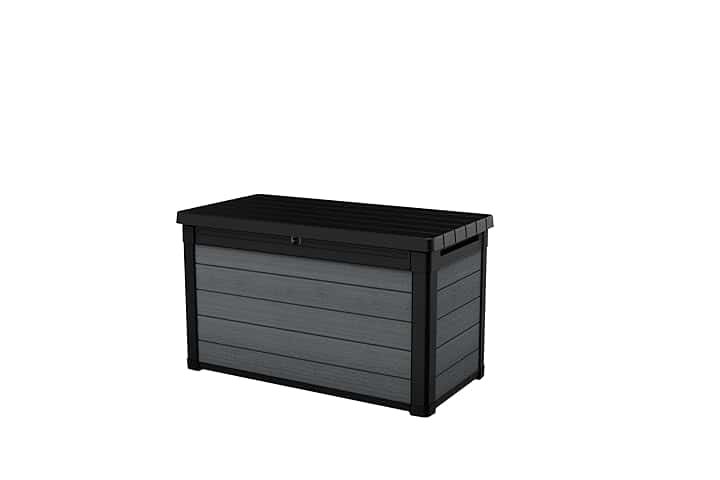 Keter Baule da Giardino Cortina 100G, Finitura Effetto Legno, Colore Grigio, Capacità Contenitiva 380L, 122,9x62,1x70,6H cm