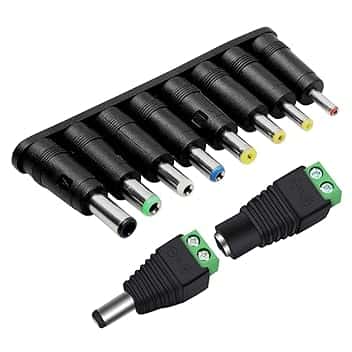Guuzi 10 Pezzi Spine DC Universali 5,5 mm x 2,1 mm Femmina a Maschio Adattatore Jack Connettore Suggerimenti per Alimentazione Laptop