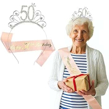 ZKGYUS Compleanno Corona e Fascia, Happy Donna Strass Corona Diadema e Fascia, per Accessori Decorativi per Feste per Ragazze