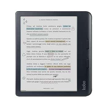 Kobo Libra Colour | eReader | Display antiriflesso a colori E Ink Kaleido™ 3 da 7” | Modalità Scura| I Audiolibri | Impermeabile (Nero)