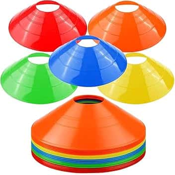Jonami Cinesini Calcio Allenamento Coni Slalom E Delimitatori Campo, Marcatori per Coordinazione, Agility E Sport, 5 Colori – 20 Pezzi