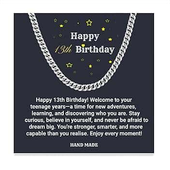 MsRosy 13° 14° 15° 16° 18° 21° compleanno regali per ragazzi, catena cubana per 13 14 15 16 18 21 anni, collana di buon compleanno regalo per figlio, nipote, fratello, catena da uomo