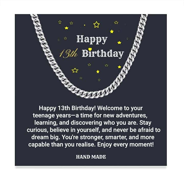 MsRosy 13° 14° 15° 16° 18° 21° compleanno regali per ragazzi, catena cubana per 13 14 15 16 18 21 anni, collana di buon compleanno regalo per figlio, nipote, fratello, catena da uomo