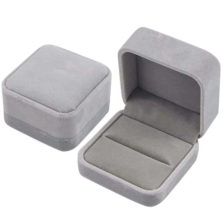 SZCXDKJ Velluto Scatola di Gioielli per Anelli Orecchini Collana Braccialetti Confezione Regalo per Nozze Fidanzamento Double Ring Jewelry Box