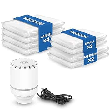 Sacchetti Sottovuoto Vestiti con Pompa Elettrica, Confezione da 8 (4 grandi, 2 medi, 2 piccoli), Buste Sottovuoto Vestiti per Coperte, Piumino, Cuscini, Trapunte, Viaggi, Traslochi