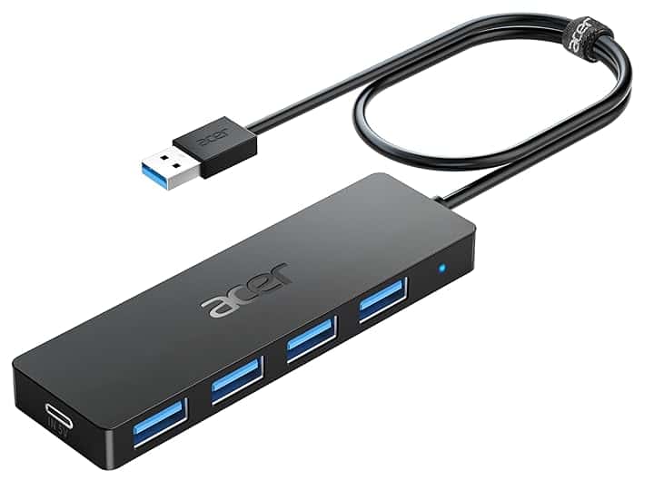 acer Hub USB 3.0 con 5 porte, Sdoppiatore Multi USB 3.0 Adattatore USB Alta velocità 5Gbps, Compatibile con MacBook PRO Air iMac Surface Laptop Chiave USB Disco Rigido Tastiera(60cm) Recycled Claim Standard 100 ClimatePartner certified